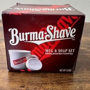 Vtg Burma Shave Mug & Soap Set Kit Retro Ceramic Cup Grooming Skincare Self Care